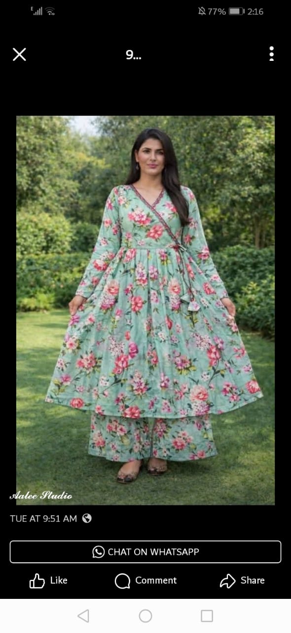 Angrakha Style Lawn Frock – Elegant Summer 2PC Dress