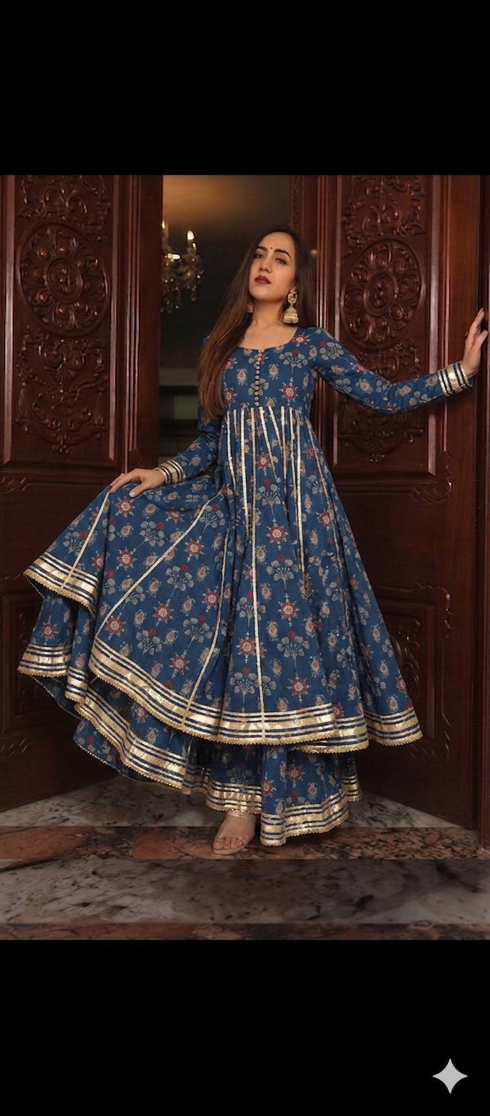 Lawn 2PC Umbrella Style Frock with Trouser